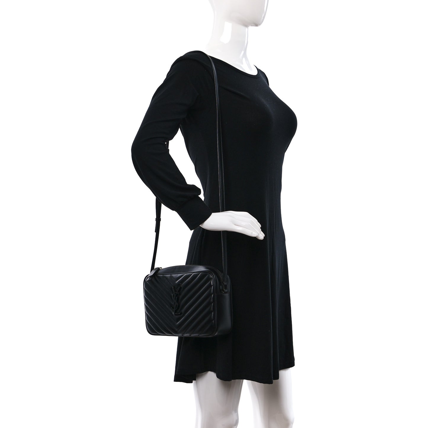 Calfskin Matelasse Monogram Monochrome Lou Camera Bag Black