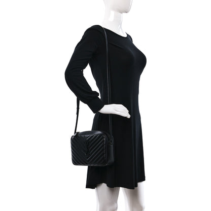 Saint Laurent Calfskin Matelasse Monogram Monochrome Lou Camera Bag Black 2 of 10