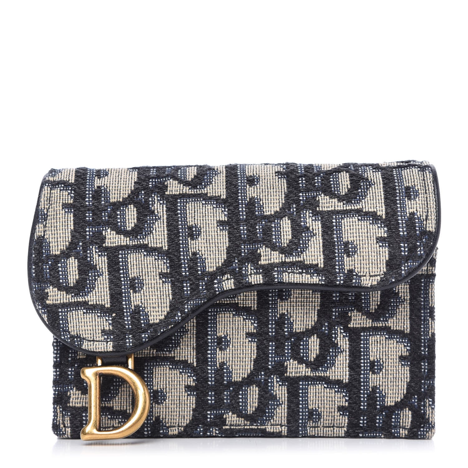 Christian Dior Oblique Saddle Card Holder Blue 1 of 7