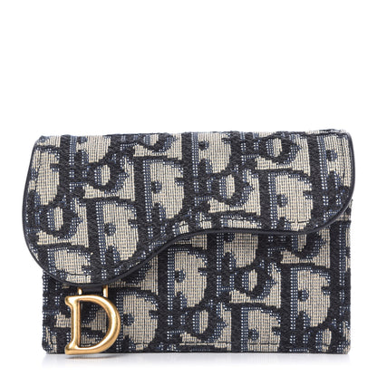 Christian Dior Oblique Saddle Card Holder Blue 1 of 7
