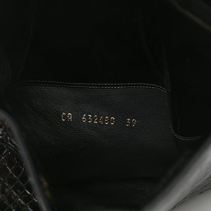 Saint Laurent Calfskin Crocodile Embossed Kim Thigh High Boots 39 Black 7 of 7
