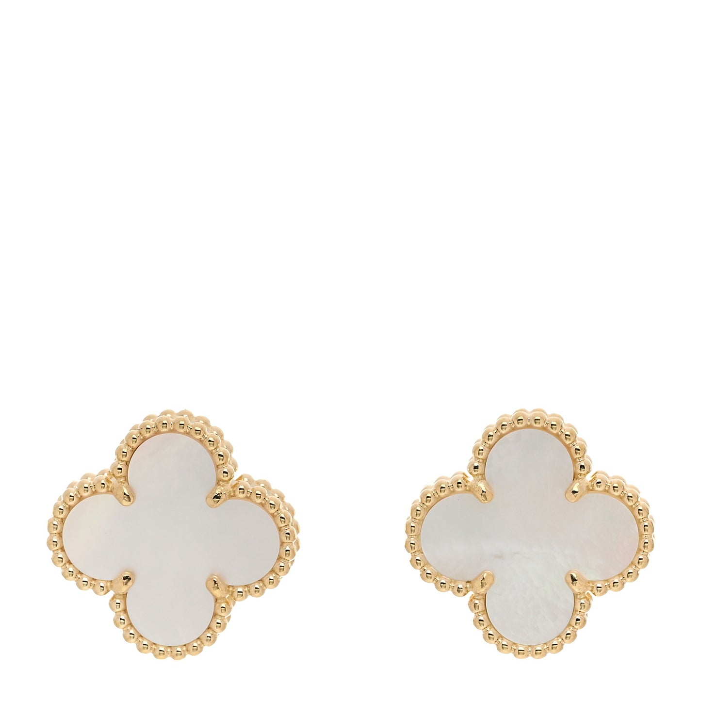 18K Yellow Gold Mother of Pearl Vintage Alhambra Earrings
