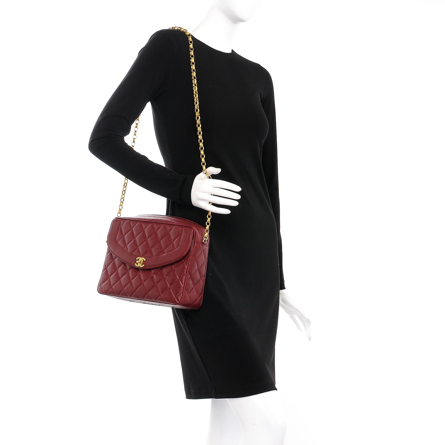 Chanel Caviar Quilted Flap Camera Case Burgundy 2 of 8