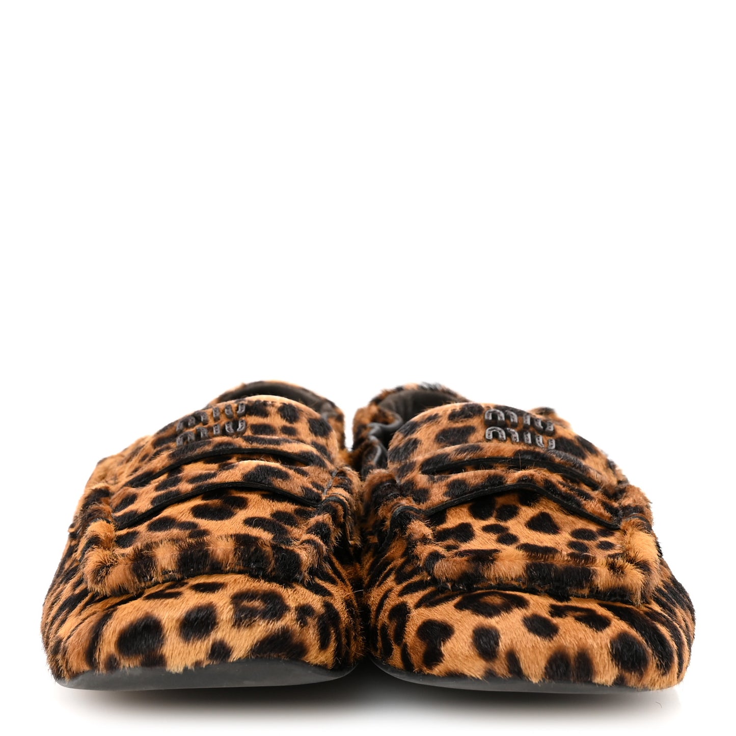 Ruches Animal Print Calf Hair Loafers 38 Honey