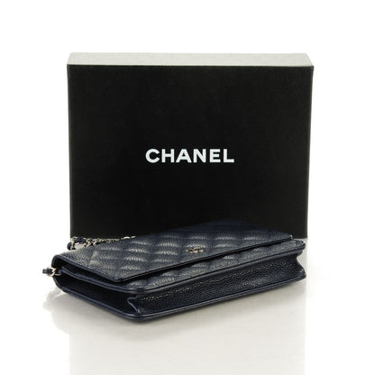 Chanel Caviar Quilted Wallet On Chain WOC Navy 4 of 8