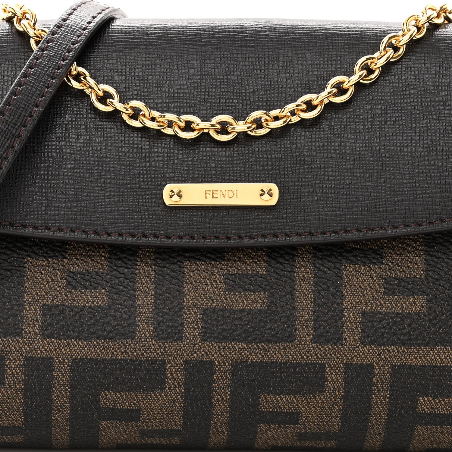 Fendi Zucca Spalmati Vitello Elite Flap Crossbody Bag Tobacco Marrone 7 of 9