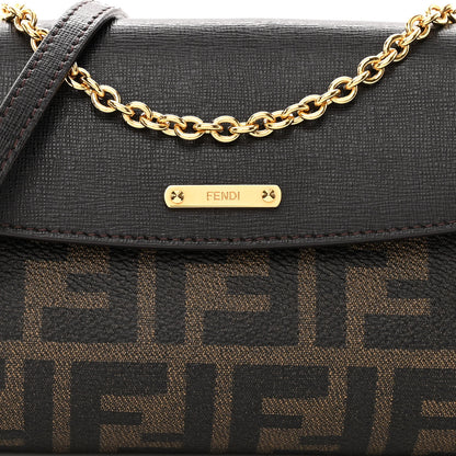 Fendi Zucca Spalmati Vitello Elite Flap Crossbody Bag Tobacco Marrone 7 of 9