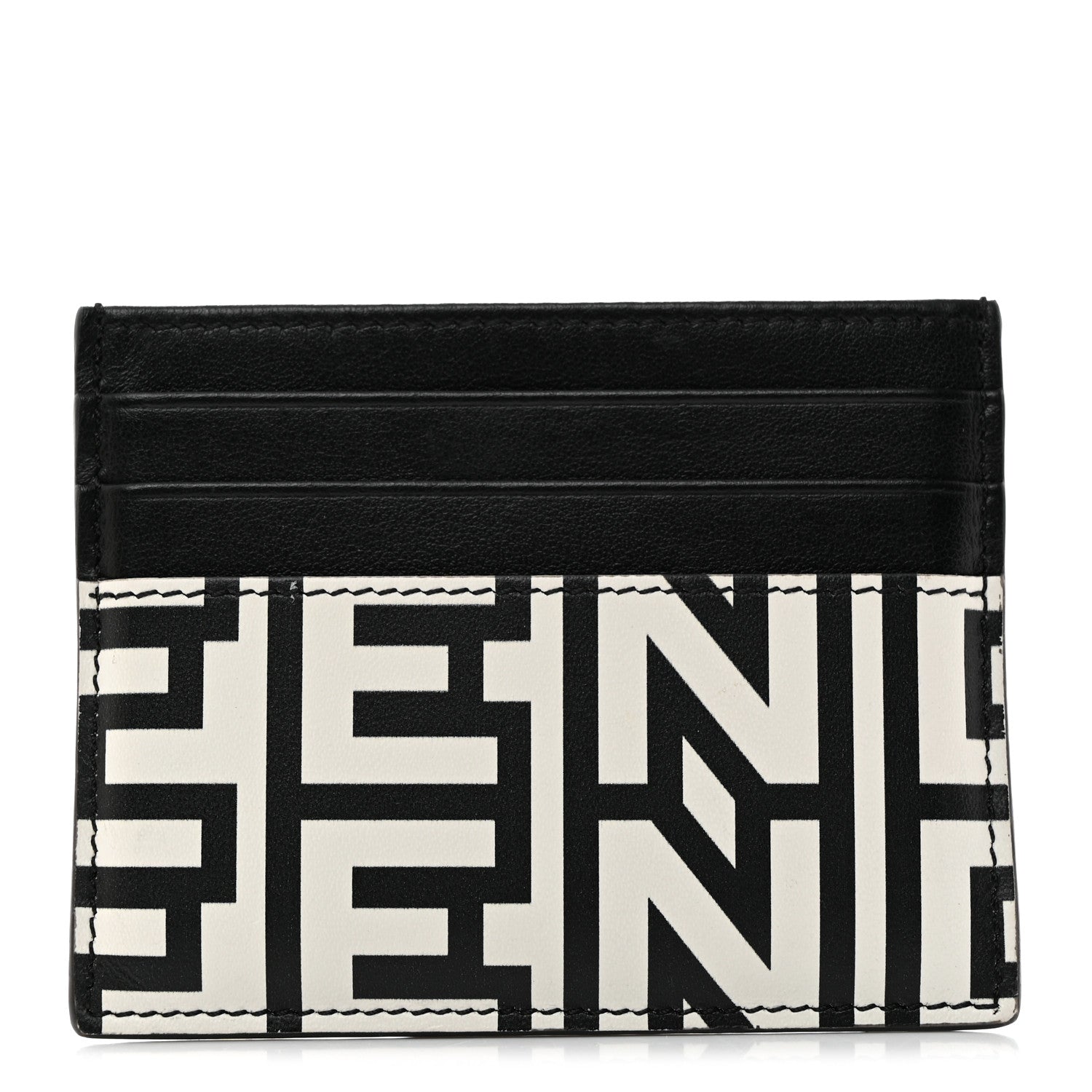 Fendi X MARC JACOBS Nappa Vitello King Logo Print Cardholder Black White 1 of 8