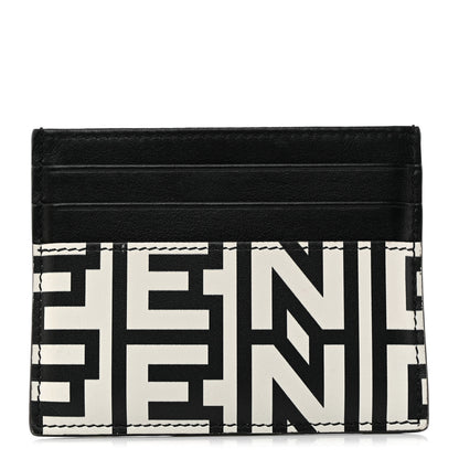 Fendi X MARC JACOBS Nappa Vitello King Logo Print Cardholder Black White 1 of 8
