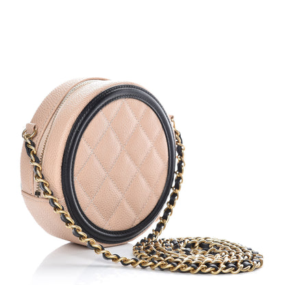 Chanel Caviar Quilted Round Filigree Crossbody Beige Black 3 of 7
