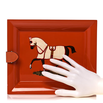 Hermes Lacquered Wood Taurillon Clemence Large Atrium Cheval Change Tray Orange Sanguine 2 of 12