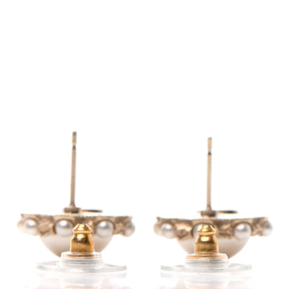 Chanel Metal Pearl CC Round Earrings Gold 3 of 4