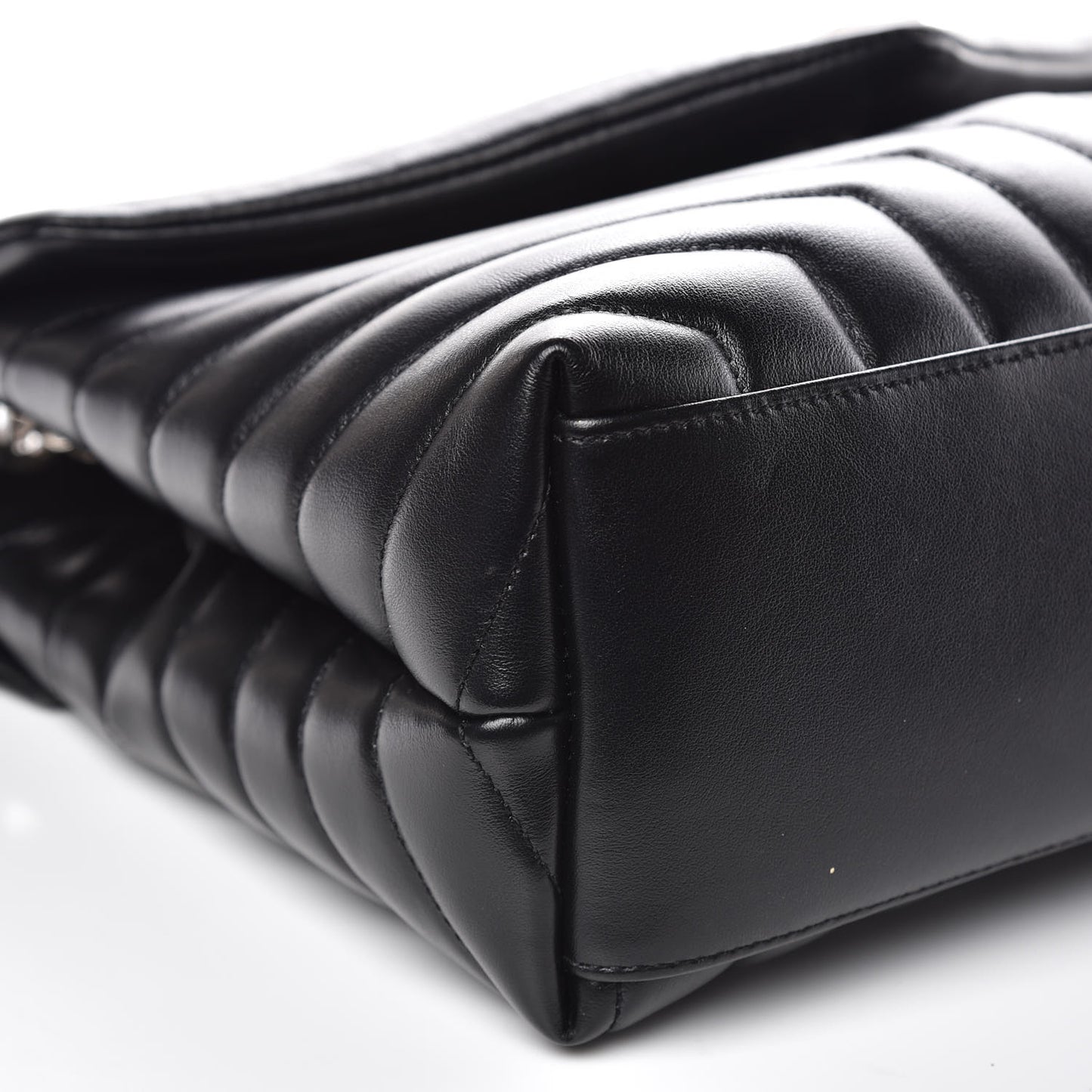 Calfskin Y Quilted Monogram Medium Loulou Chain Satchel Black