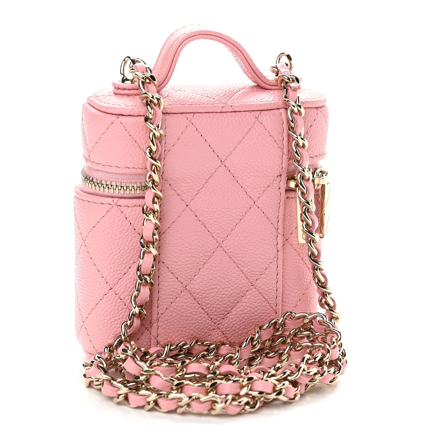 Chanel Caviar Quilted Small Handle With Care Vanity Case With Chain Pink 3 of 9