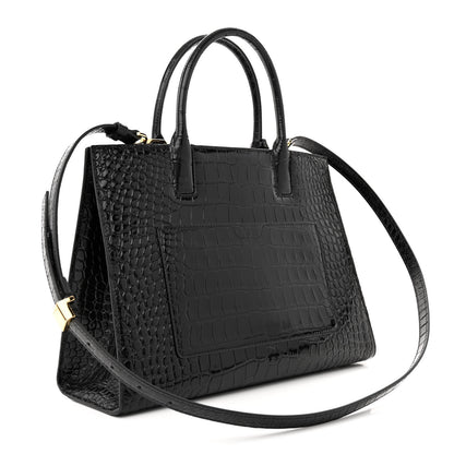 Burberry Crocodile Embossed Calfskin Small Frances Tote Black 3 of 10