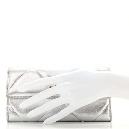 Chanel Metallic Lambskin Quilted Chanel 19 Flap Wallet Silver 2 of 7