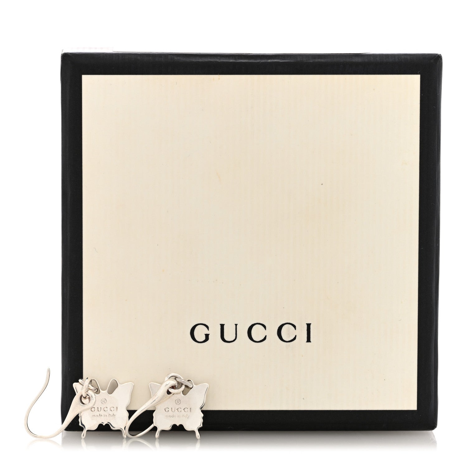 Gucci Sterling Silver Trademark Butterfly Drop Earrings 5 of 5