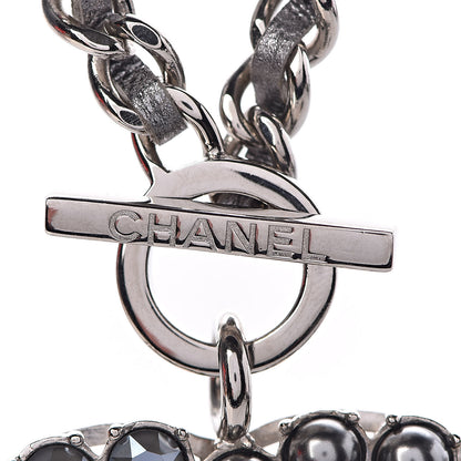 Chanel Crystal Beads Lambskin CC Short Necklace Silver 5 of 6