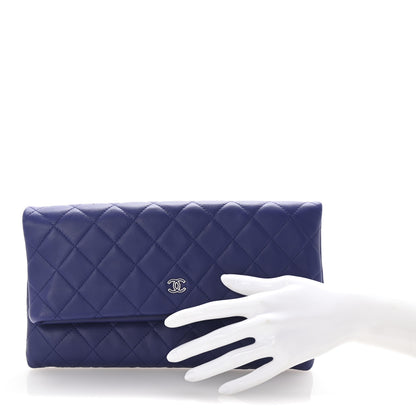 Chanel Lambskin Quilted CC Beauty Clutch Blue 2 of 7
