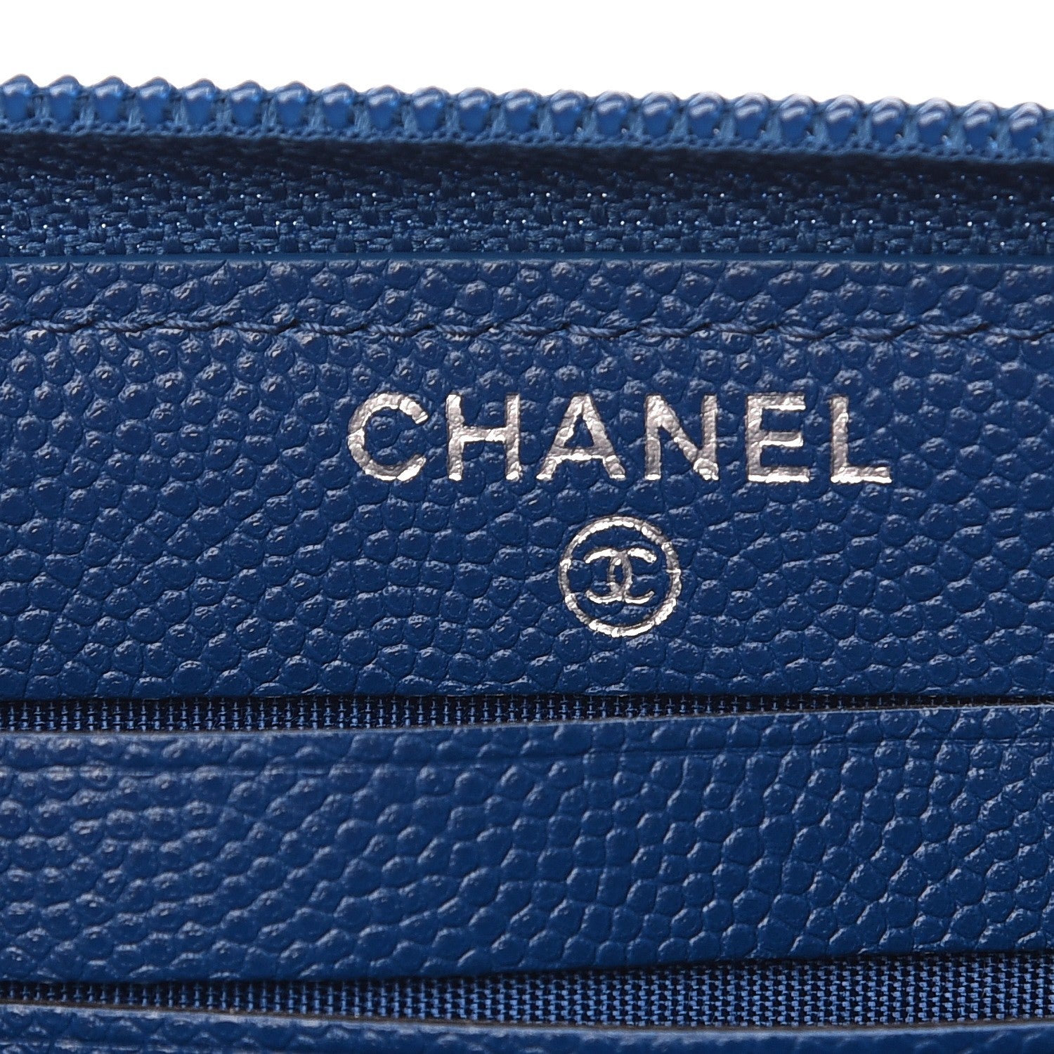 Chanel Caviar Quilted Boy Small Zip Around Wallet Blue 6 of 9