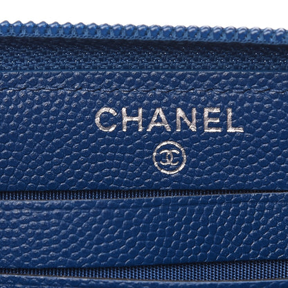 Chanel Caviar Quilted Boy Small Zip Around Wallet Blue 6 of 9