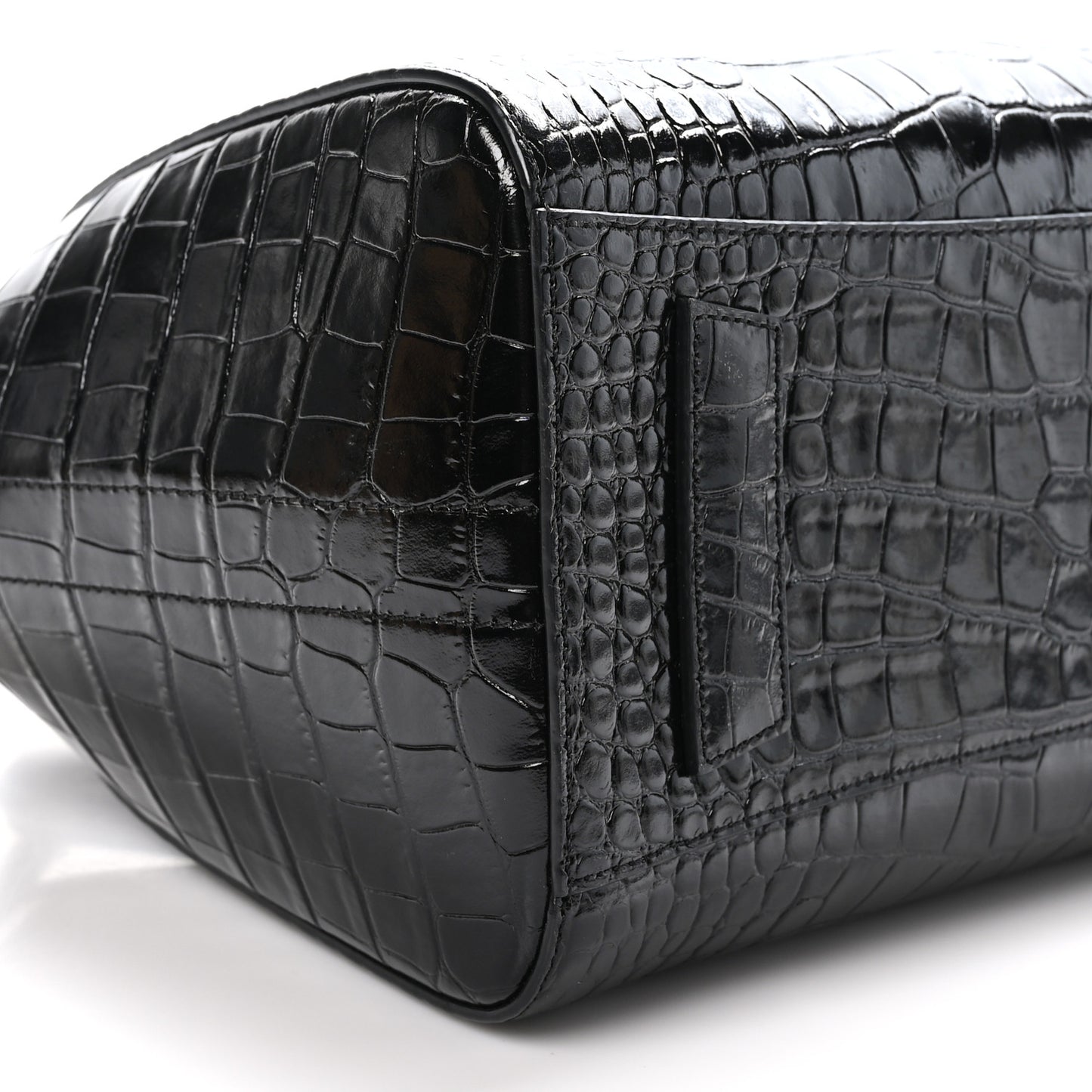 Calfskin Crocodile Embossed Small Antigona Black