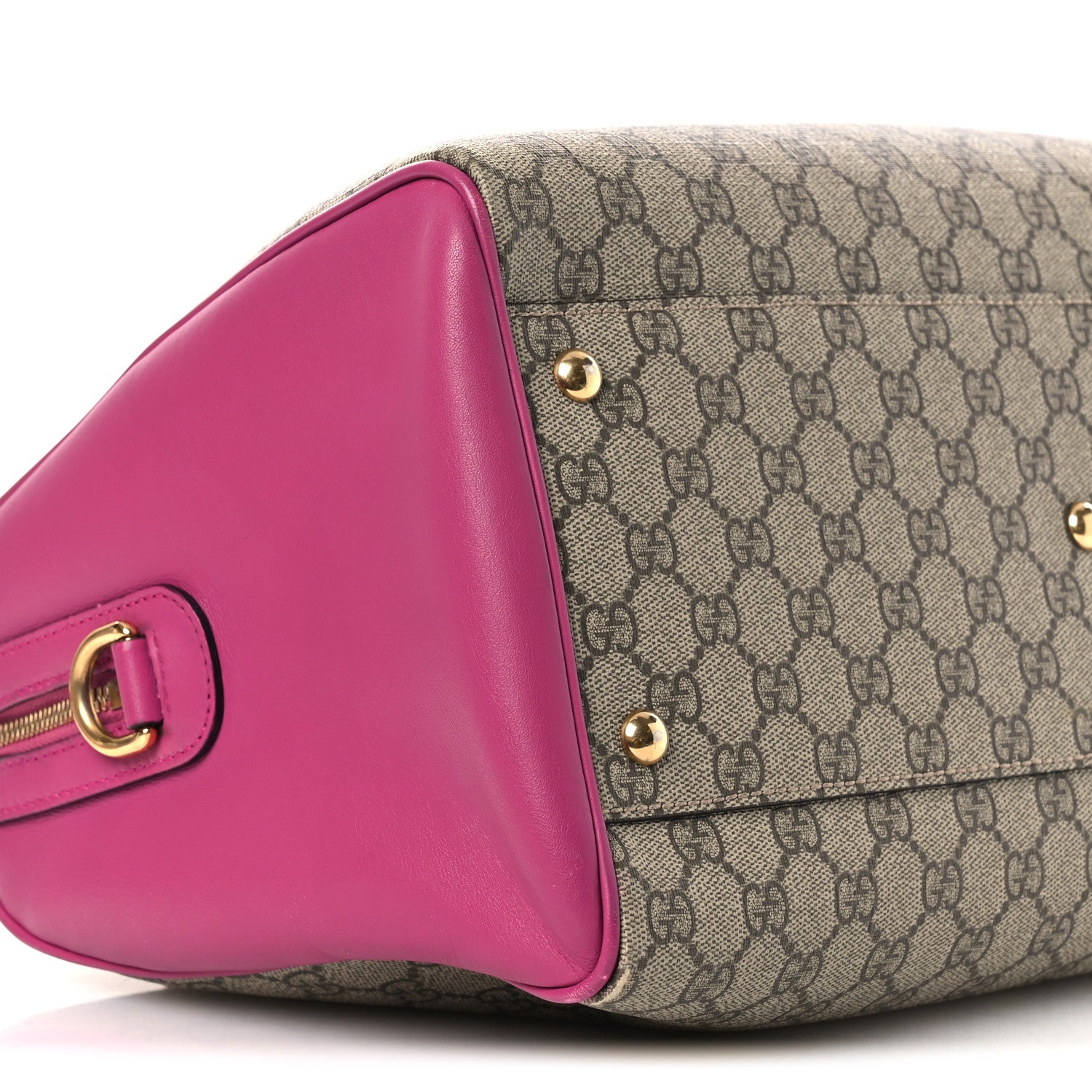 Gucci GG Supreme Monogram Medium Boston Beige Hibiscus Red New Rosette 16 of 26