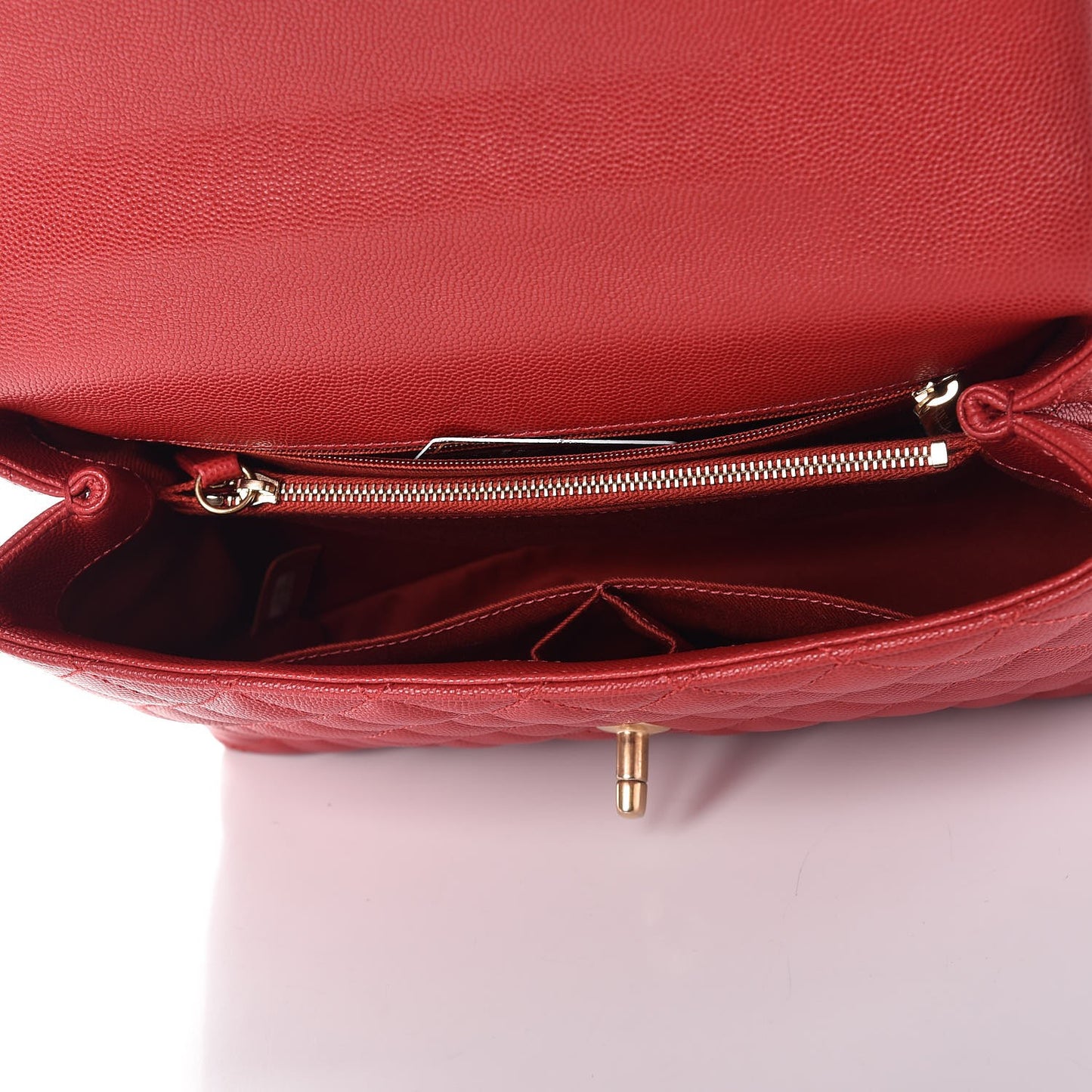 Caviar Quilted Small Coco Handle Flap Red