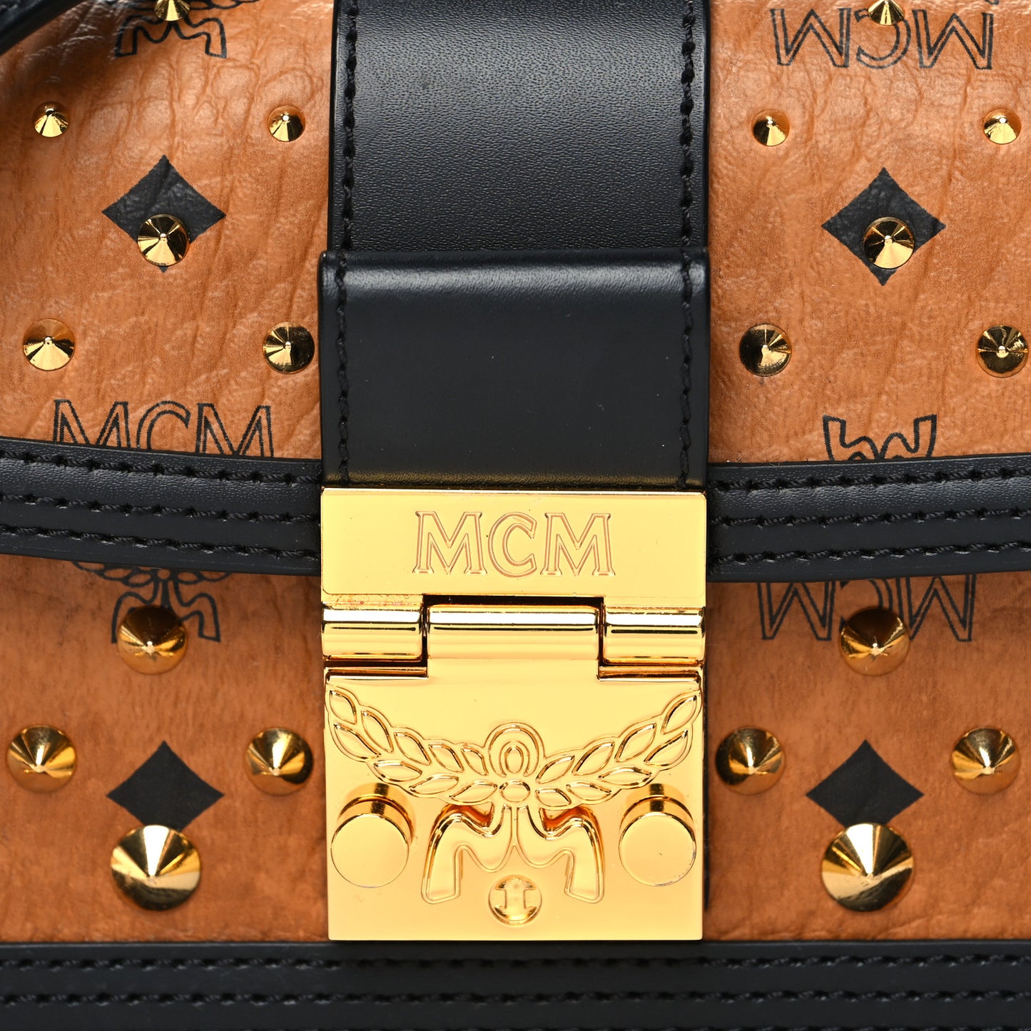 Visetos Monogram Studded Mini Tracy Crossbody Bag Cognac