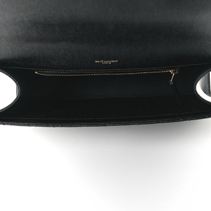Saint Laurent Grain De Poudre Textured Mixed Matelasse Large Triquilt Monogram Satchel Black 5 of 11
