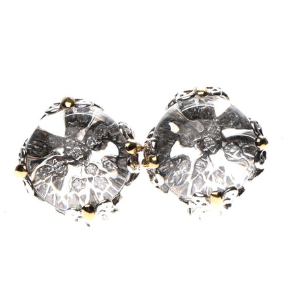 John Hardy Sterling Silver 18K Yellow Gold White Topaz Batu Earrings 1 of 4