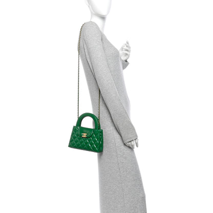 Chanel Shiny Aged Calfskin Quilted Nano Kelly Shopper Green 2 of 11
