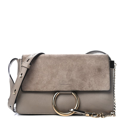 Chloe Suede Calfskin Small Faye Shoulder Bag Motty Grey 1 of 4