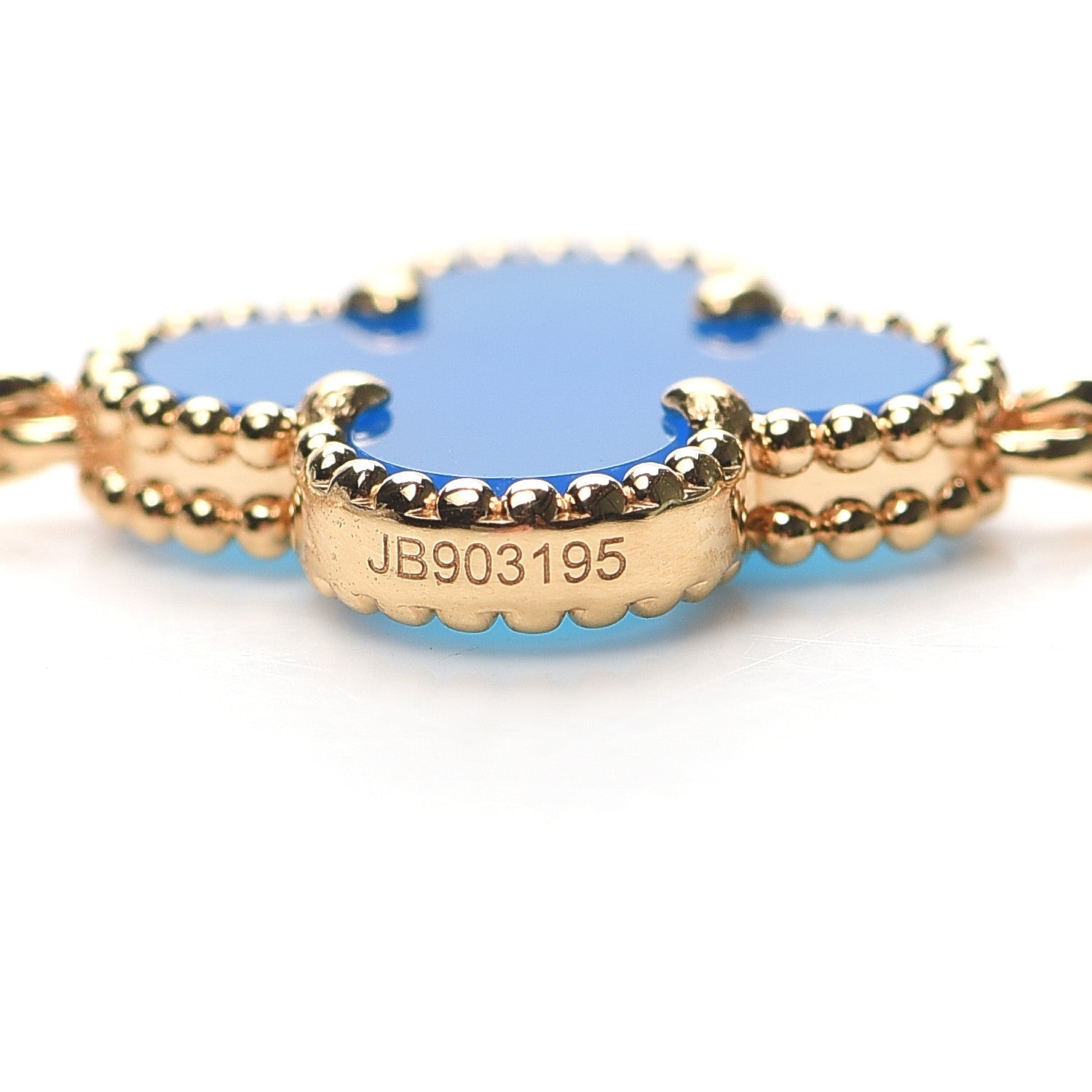 Van Cleef & Arpels 18K Yellow Gold Blue Agate 10 Motifs Vintage Alhambra Necklace 6 of 7