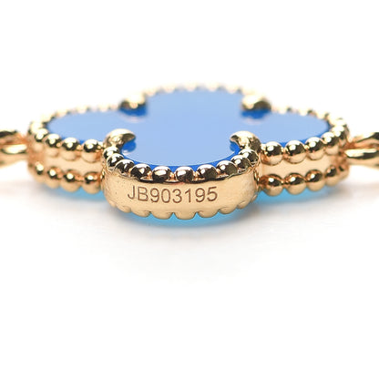 Van Cleef & Arpels 18K Yellow Gold Blue Agate 10 Motifs Vintage Alhambra Necklace 6 of 7