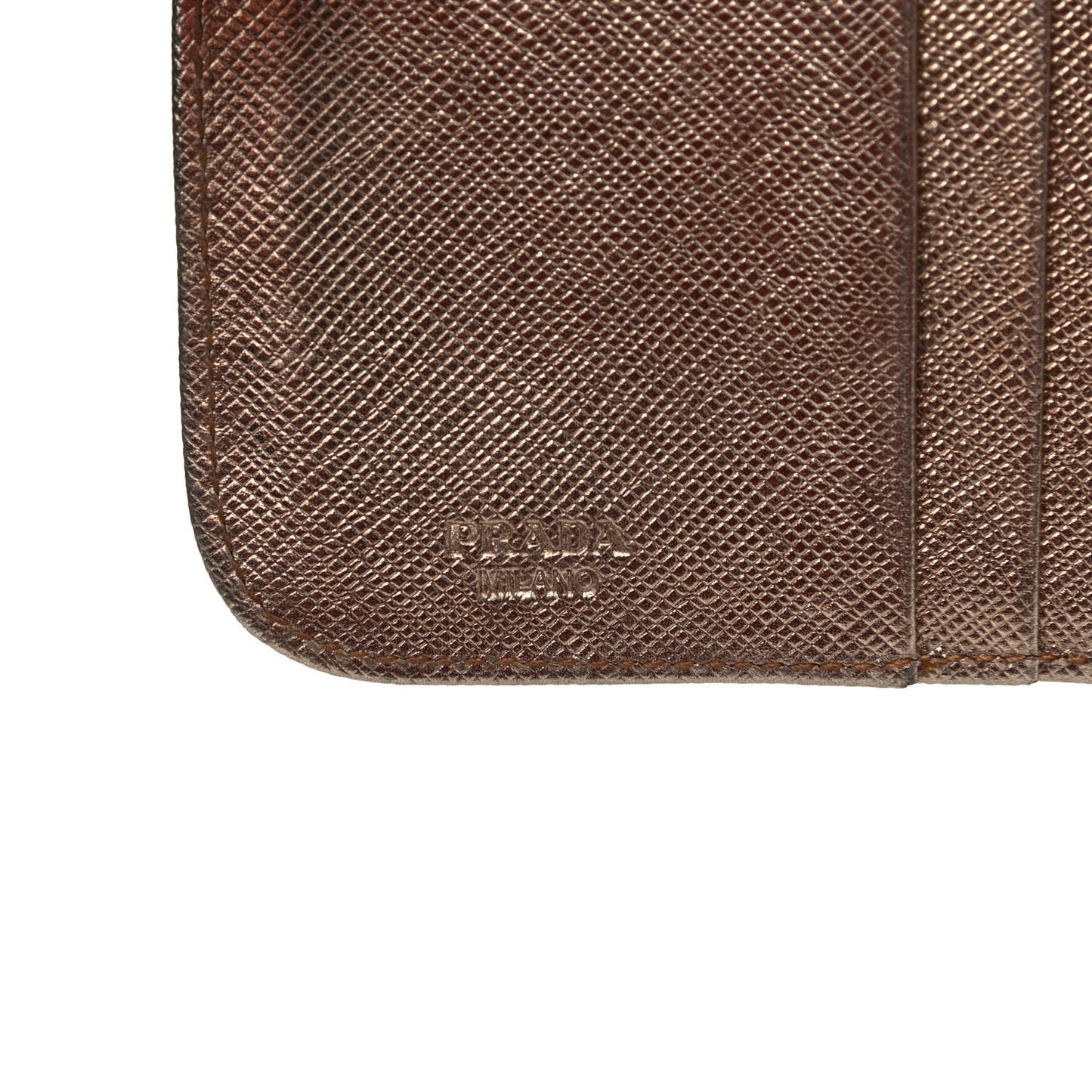 Metallic Saffiano Metal Compact Zip Around Wallet Bronzo