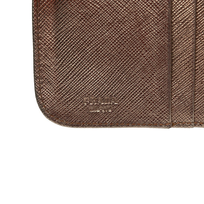 Prada Metallic Saffiano Metal Compact Zip Around Wallet Bronzo 7 of 16