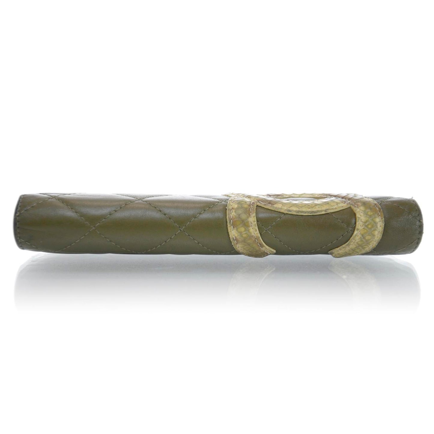 Calfskin Python Quilted Cambon Yen Wallet Khaki