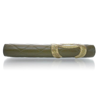 Chanel Calfskin Python Quilted Cambon Yen Wallet Khaki 4 of 9