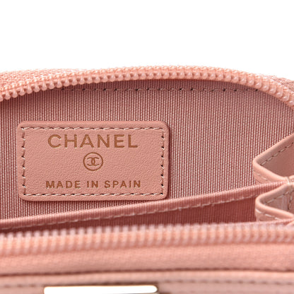 Chanel Caviar Quilted Boy Zip Around Coin Purse Wallet Light Pink 5 of 6