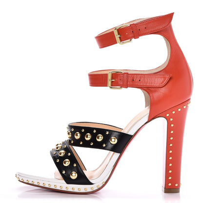 Christian Louboutin Calf Studded Decodome 120 Sandals 39.5 Orange Black 1 of 7