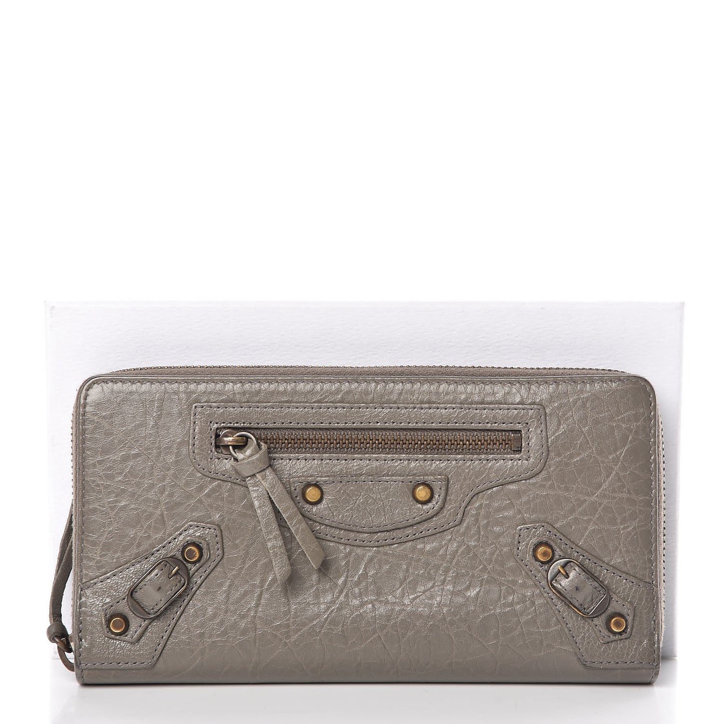 Agneau Classic Hardware Continental Zip Around Wallet Beige Liege