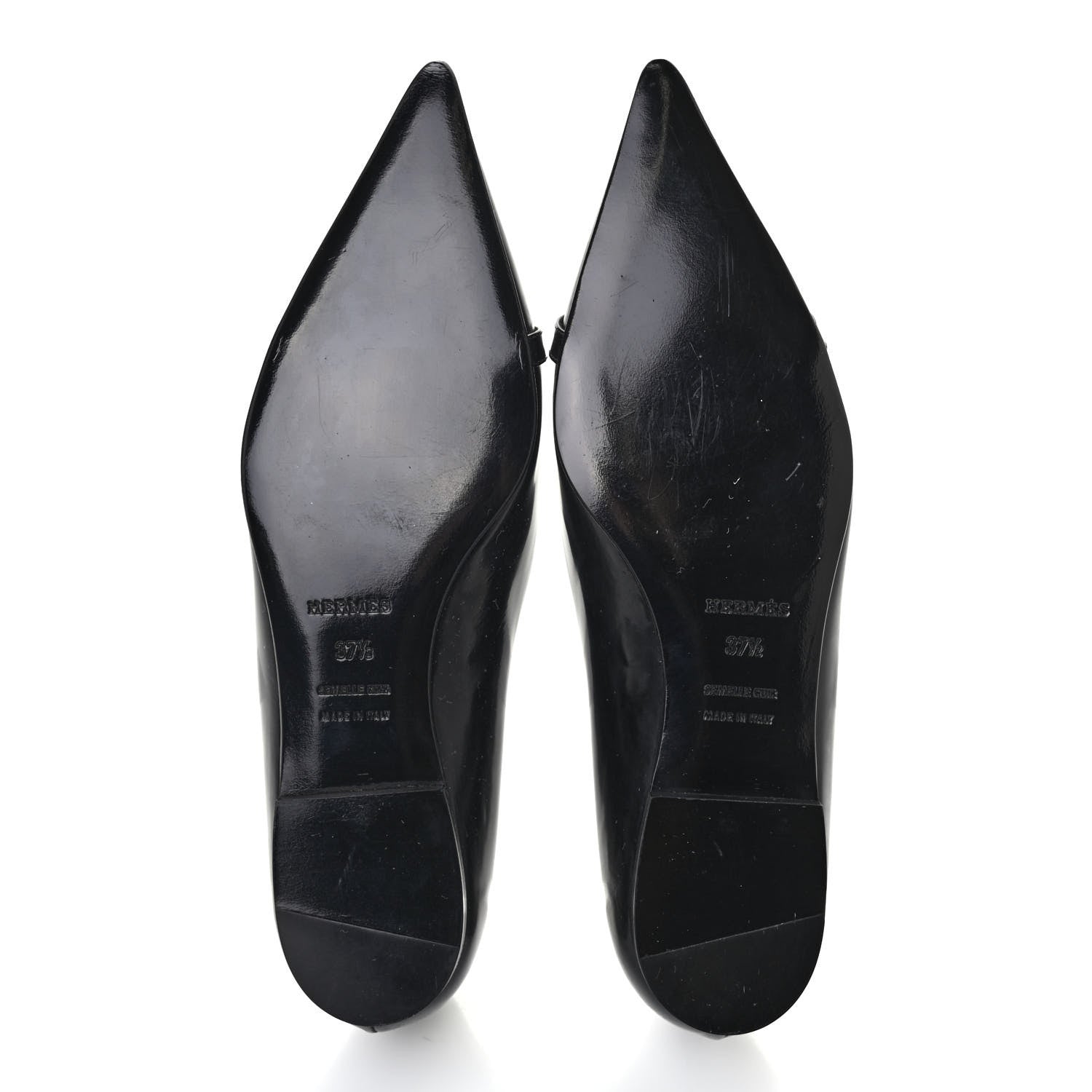 Hermes Patent Ballerina Flats 37.5 Black 5 of 10