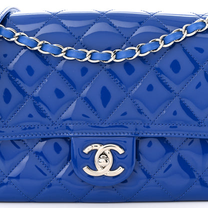 Chanel Patent Quilted Large Coco Shine Flap Blue 8 of 11