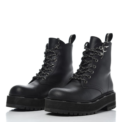 Fendi Calfskin FFreedom Platform Biker Boots 35 Black 3 of 18