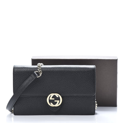 Gucci Dollar Calfskin Interlocking G Chain Wallet Black 12 of 12