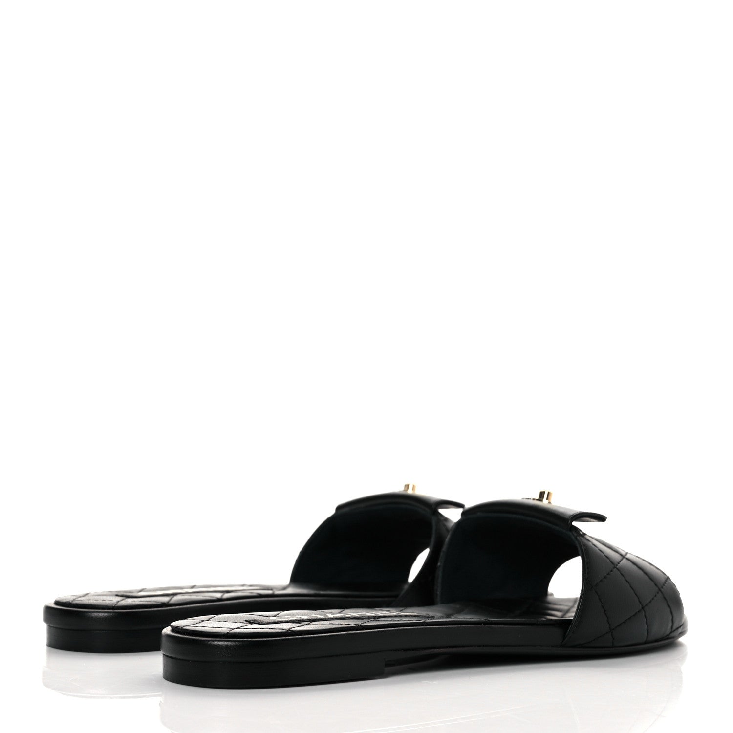 Chanel Lambskin Quilted CC Turnlock Sandals 37.5 Black 4 of 8