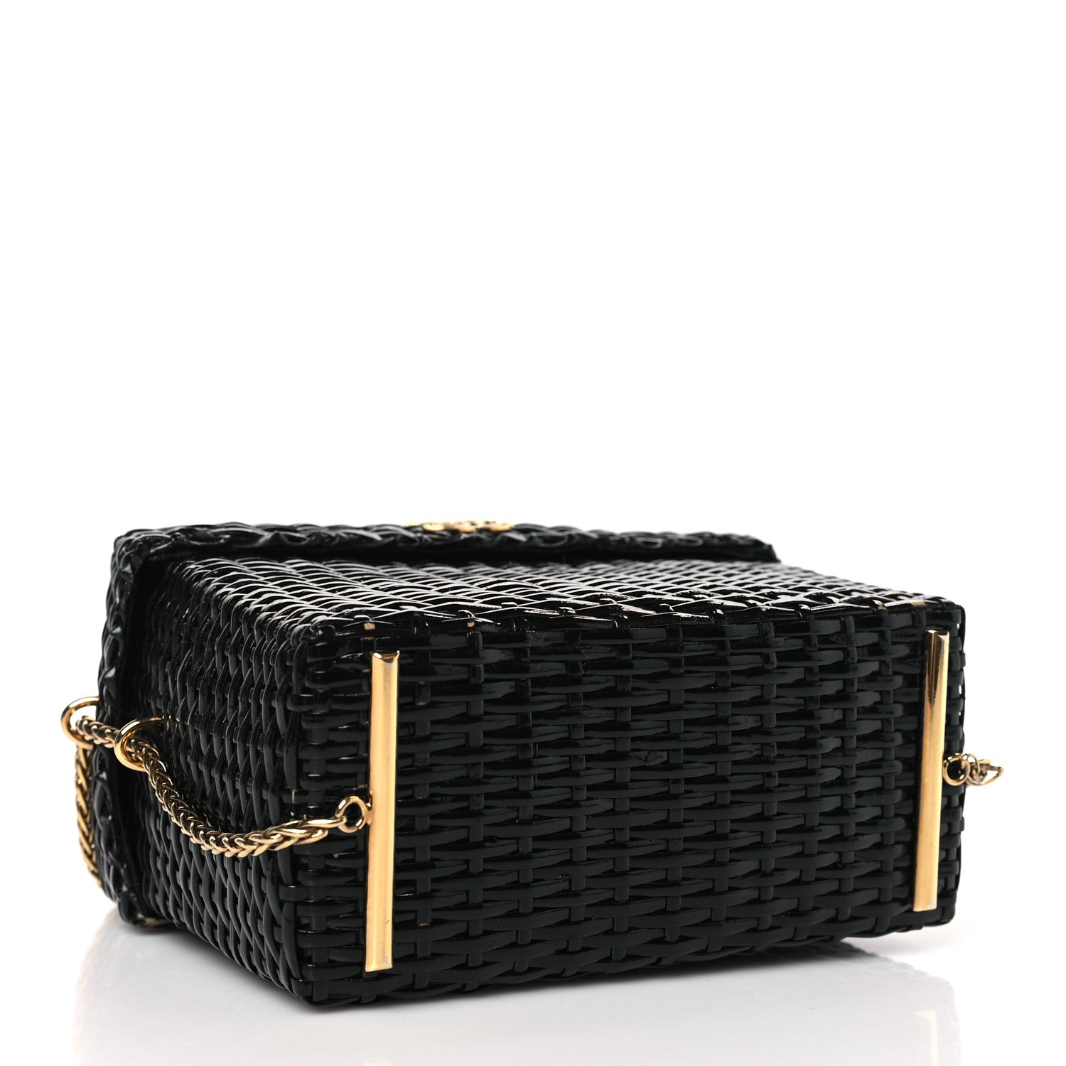 Chanel Patent Rattan Basket Shoulder Bag Black 4 of 9
