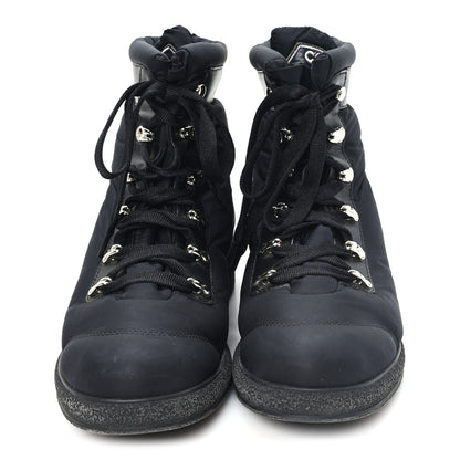 Chanel Nylon Calfskin Womens Coco Neige Short Boots 40 Black 3 of 9