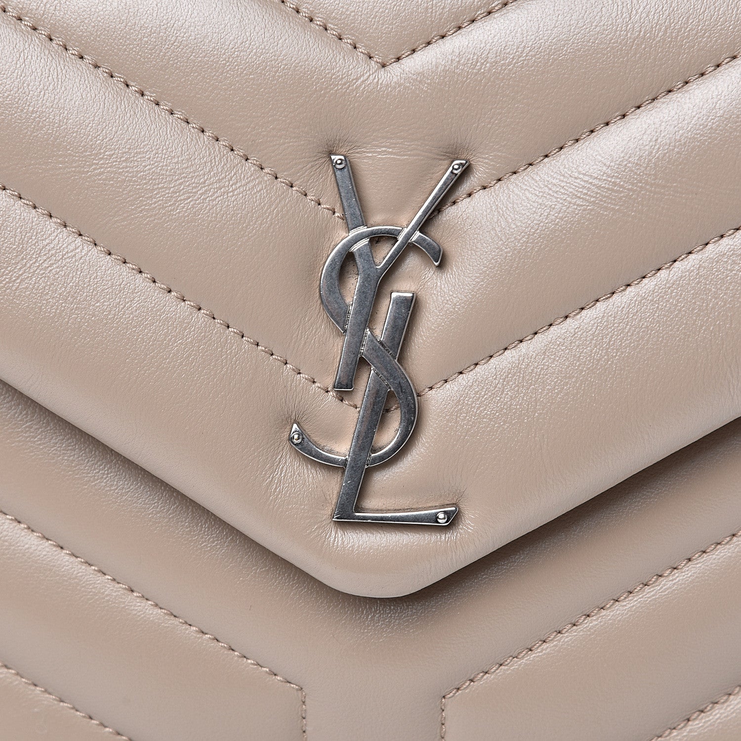 Saint Laurent Calfskin Y Quilted Monogram Small Loulou Chain Satchel Nude Powder 7 of 9